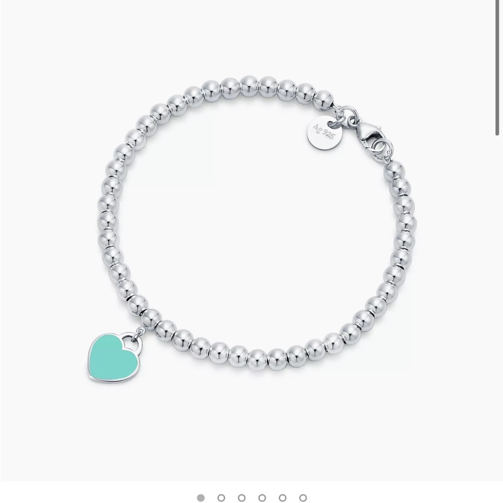 Tiffany Blue® Heart Tag Bead Bracelet
in Silver, 4 mm. 6.5 inches